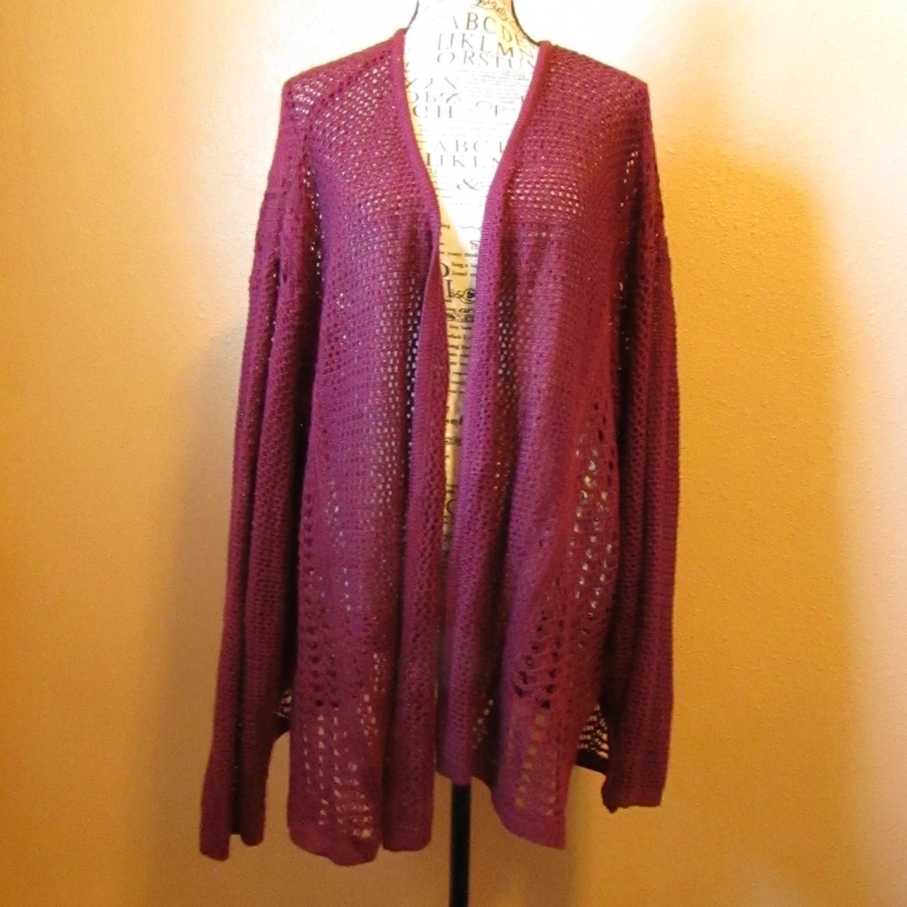 a.n.a Women's Burgundy Open-Front Cardigan